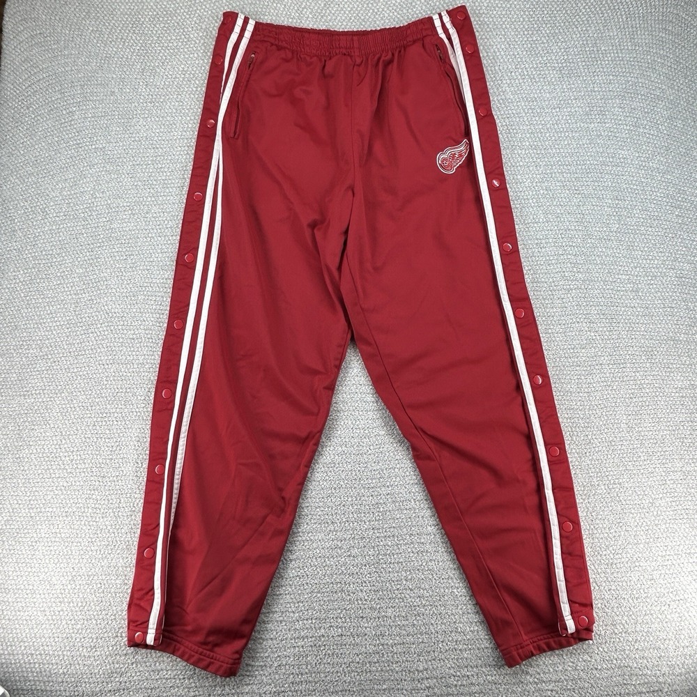 Vintage NHL Turbo Zone Detroit Red Wings Pants XL Red Breakaway Snap Striped